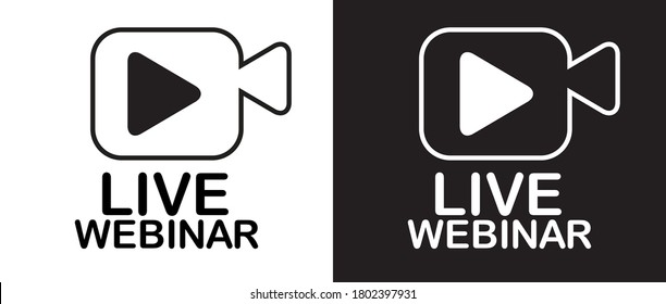 Live Webinar Button, icon, emblem label Vector illustration. Isolated.