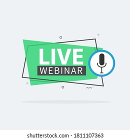 Live Webinar Button, icon, emblem label Vector illustration flat linear badge and banner, scroll, sticker, ribbon, embem, poster.