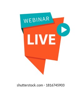 Live Webinar Button, Icon, Emblem Label Vektorgrafik flache lineare Abzeichen und Banner, Scroll, Aufkleber, Band, Embem, Hintergrund, Poster.