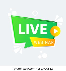 Live Webinar Button, icon, emblem label gradient Vector illustration flat linear badge and banner, scroll, sticker, ribbon, embem, poster.