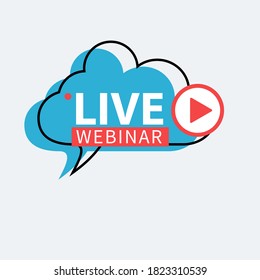 Live Webinar Button, icon, emblem label gradient Vector illustration flat linear badge and banner, scroll, sticker, ribbon, embem, poster.