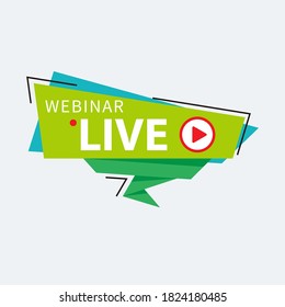 Live Webinar Button, icon, emblem label gradient Vector illustration flat linear badge and banner, scroll, sticker, ribbon, embem, poster.