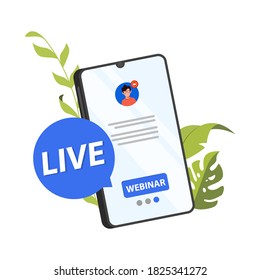 Live Webinar Button, icon, emblem label Vector illustration