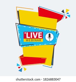 Live Webinar Button, icon, emblem label gradient Vector illustration flat linear badge and banner, scroll, sticker, ribbon, embem, poster.