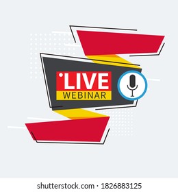 Live Webinar Button, icon, emblem label gradient Vector illustration flat linear badge and banner, scroll, sticker, ribbon, embem, poster.