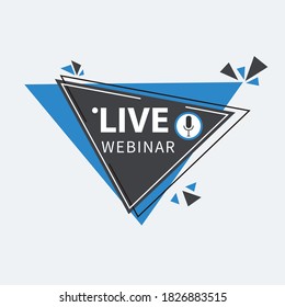 Live Webinar Button, icon, emblem label gradient Vector illustration flat linear badge and banner, scroll, sticker, ribbon, embem, poster.