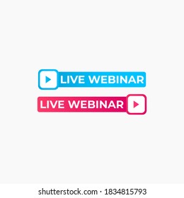 Botón Webinar en vivo, icono, etiqueta emblemática Ilustración vectorial
