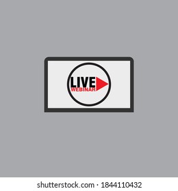 Live Webinar Button, icon, emblem label Vector illustration