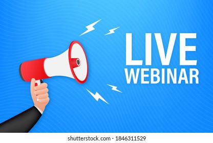 Live Webinar Button, icon, emblem, label. Vector illustration.