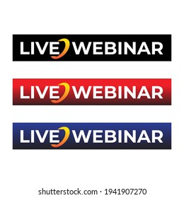 Botón Webinar en vivo, icono, símbolo emblema Ilustración vectorial