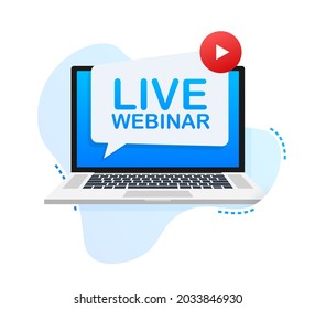 Live Webinar Button, icon, emblem label Vector illustration