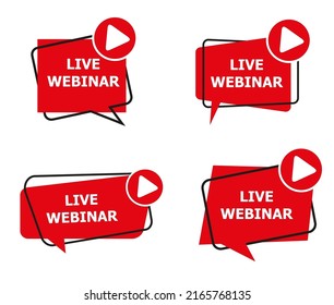 Live Webinar Button, icon, emblem label Vector illustration isolated on white background EPS 10