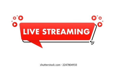 Live webinar button, icon, emblem. Live streaming shortcut. Can be used for business, marketing and advertising. Isolated on a white background. Banner in social networks. Vector illustration