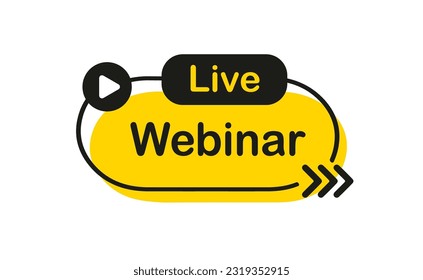 Live Webinar Button, icon, emblem. Live stream label. Vector illustration