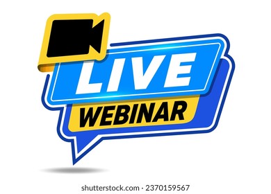 Live Webinar Button, icon, emblem. Live Webinar label. 