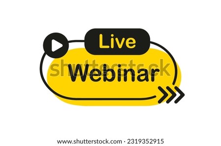 Live Webinar Button, icon, emblem. Live stream label. Vector illustration