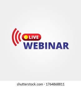 Live webinar button, icon, menu, vector illustration for webinar template, social media webinar design