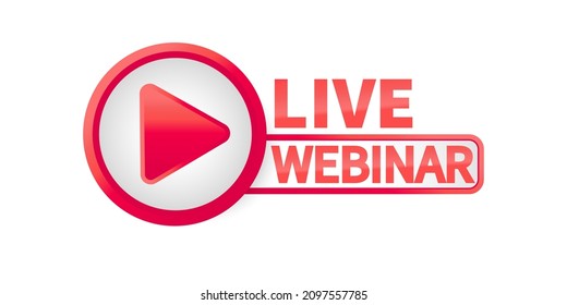 Live webinar button, icon, menu, vector illustration for webinar template, social media webinar design
