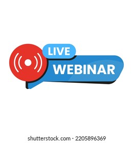 live webinar button, icon, sign, logo, emblem, label, flat design vector illustration. simple and modern style