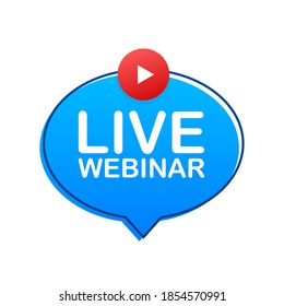 Live Webinar Button, icon, stamp, logo. Vector illustration