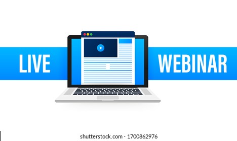 Live Webinar Button, icon. Vector stock illustration