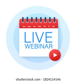 Live Webinar Button, icon. Vector stock illustration
