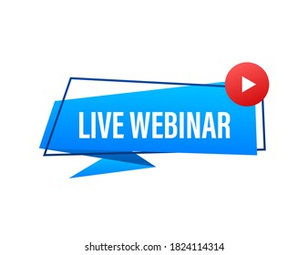 Live Webinar Button, icon. Vector stock illustration