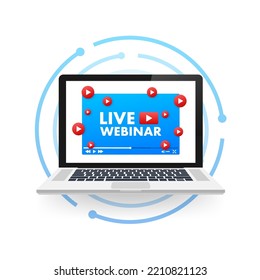 Live Webinar Button, icon. Vector stock illustration