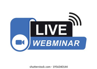 Live Webinar Button icon, video Live stream, Video conference, distance broadcast communication, Remote work meeting,  Internet learning media, Vector Illustration