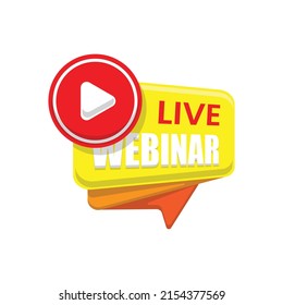 Live Webinar Button. Internet Conference Icon Video