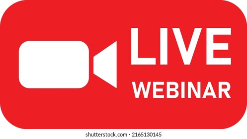 Live Webinar button on white background. Video conference sign. Live broadcast button. online meeting symbol. flat style.