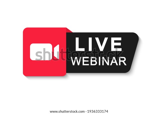 Live Webinar Button. Live stream logo.\
Video conference icon. Live broadcast button. Online meeting icon.\
Social media webinar. Vector\
illustration.