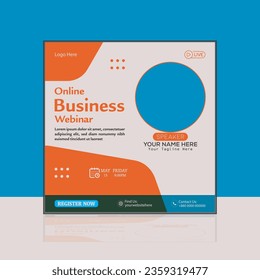 live webinar conference promotion poster invitation and social media post  online concept design template.