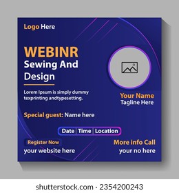 live webinar conference promotion Sewing banner or landing page design Sewing banner or landing page design poster invitation and social media post  online concept design template.vactor