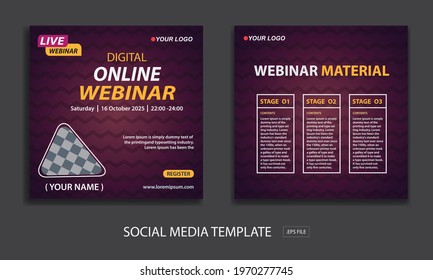  live webinar conference social media post template, with color red