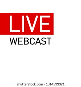 Live webinar flat shape icon. Flat shape design element with play button for online broadcasting or online stream webcast isolated on white background. Webinar Live streaming icon for web Social media