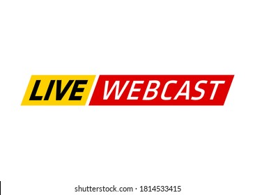 Live Webinar Flat Shape Icon. Flat Shape Design Element With Play Button For Online Broadcasting Or Online Stream Webcast Isolated On White Background. Webinar Live Streaming Icon For Web Social Media