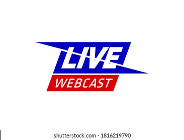 Live webinar flat shape icon. Flat shape design element with play button for online broadcasting or online stream webcast isolated on white background. Webinar Live streaming icon for web Social media