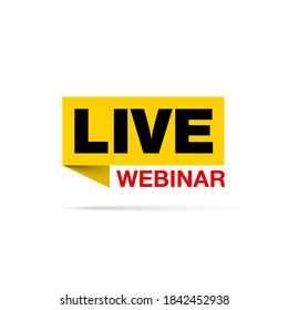 Live webinar flat shape icon. Flat shape design element with play button for online broadcasting or online stream webcast isolated on white background. Webinar Live streaming icon for web Social media