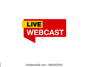 Live webinar flat shape icon. Flat shape design element with play button for online broadcasting or online stream webcast isolated on white background. Webinar Live streaming icon for web Social media