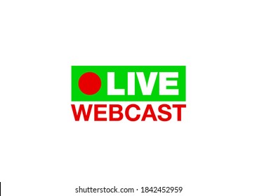 Live webinar flat shape icon. Flat shape design element with play button for online broadcasting or online stream webcast isolated on white background. Webinar Live streaming icon for web Social media
