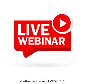 Live Webinar, Great Design For Any Purposes. Red Web Banner On White Background. Vector Graphic Illustration.