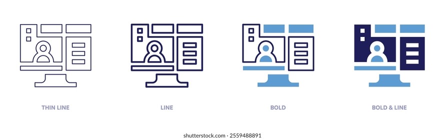 Live webinar icon in 4 different styles. Thin Line, Line, Bold, and Bold Line. Duotone style. Editable stroke.