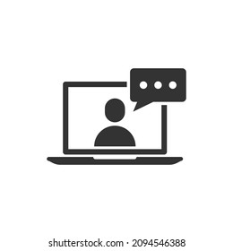 Live webinar icon in flat style. Online training vector illustration on isolated background. Conference stream sign business concept.