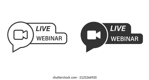 Live webinar icon in flat style. Online training vector illustration on isolated background. Conference stream sign business concept.