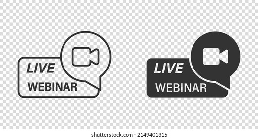 Live webinar icon in flat style. Online training vector illustration on isolated background. Conference stream sign business concept.