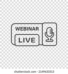 Live webinar icon in flat style. Online training vector illustration on isolated background. Conference stream sign business concept.