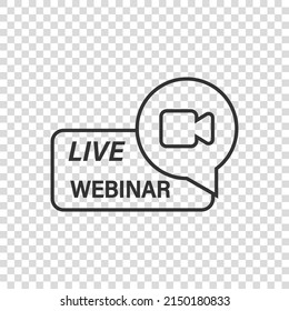 Live webinar icon in flat style. Online training vector illustration on isolated background. Conference stream sign business concept.