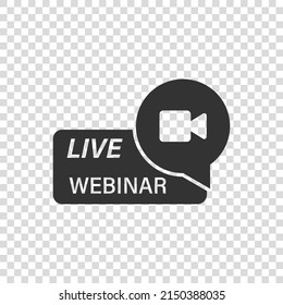 Live webinar icon in flat style. Online training vector illustration on isolated background. Conference stream sign business concept.