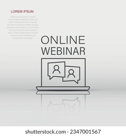 Live webinar icon in flat style. Online training vector illustration on isolated background. Conference stream sign business concept.